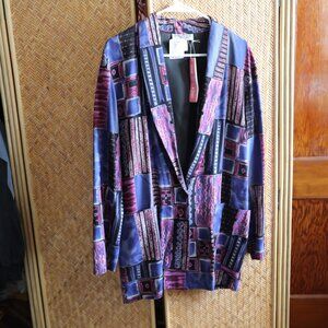 Vintage 80s 90s Kensington Square Oversize Bold Color Geometric Jacket Blazer M
